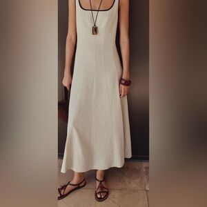 Zara Cream Linen Midi Dress